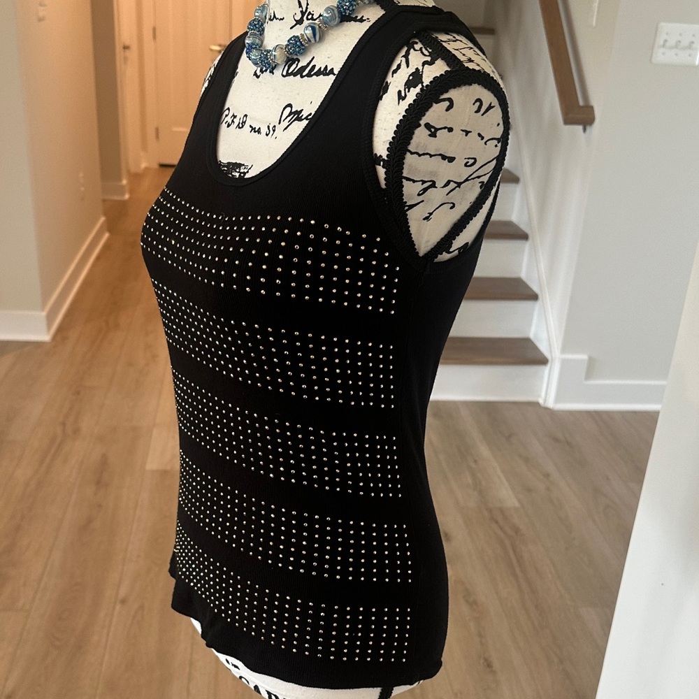 CALVIN KLEIN GOLD STUDDED TANK TOP. SIZE SMALL. LOTS OF STRETCH.